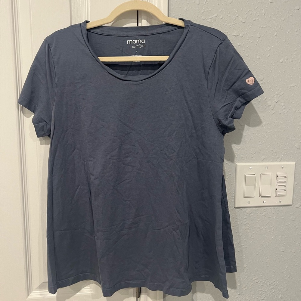 Mama by Mori Navy Blue Short Sleeve Women's Nursing Tee
